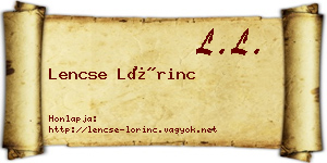 Lencse Lőrinc névjegykártya