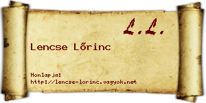 Lencse Lőrinc névjegykártya